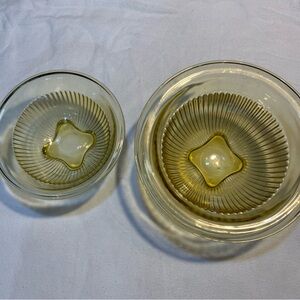Vintage Hazel-Atlas set of 2 yellow depression glass bowls